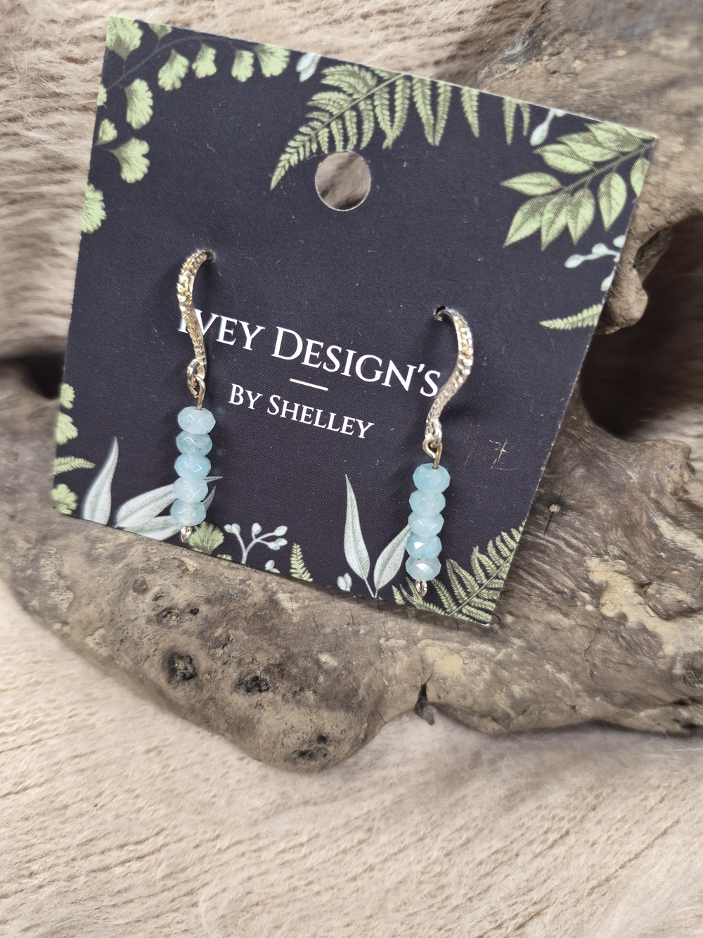 Sterling & Aqua Bead Drop Earrings
